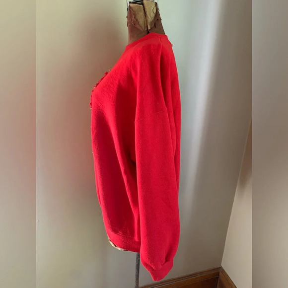 Grandmacore red sweatshirt handmade vintage Christmas cutout sweatshirt - Picture 6 of 7